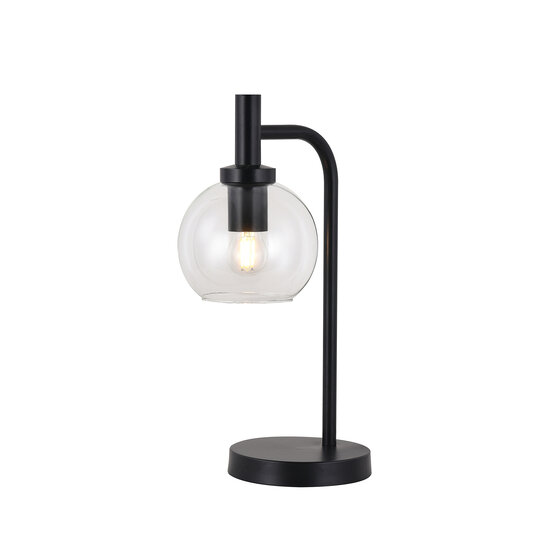 Fantasia Osira table lamp E27 black, clear glass Ø150mm - steel table lamp with 1 light point, IP20