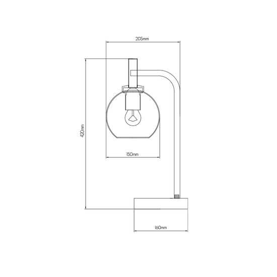Fantasia Osira Tischleuchte E27 schwarz, klares Glas Ø150mm - Tischleuchte aus Stahl mit 1 Lichtpunkt, IP20