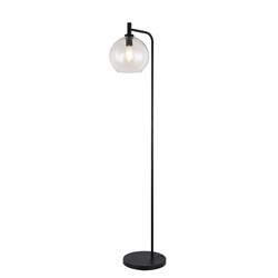 Lámpara de pie Fantasia Osira E27 negro, cristal transparente Ø250mm