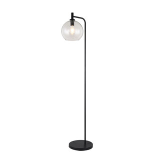 Lampadaire Aris E27 Noir, verre transparent Ø250mm