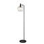 Fantasia Lampadaire Fantasia Osira E27, structure en acier noir et verre transparent Ø250mm, hauteur 1550mm