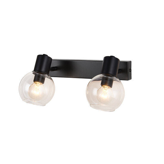 Fantasia Fantasia OSIRA wall light with 2x E14 fitting, clear glass, steel, IP20, 250 x 150 mm