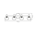 Fantasia Aris ceiling light, bar-shaped black steel frame with 4x E14 fitting and clear glass shades, 790 x 180 mm