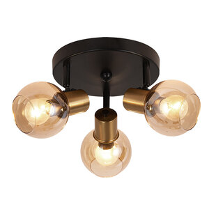 Iris plafond licht 3x E14 amber glas