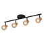 Fantasia Iris plafondlamp balkvorm, staal en amber glas, 4 x E14, 790 x 180 mm, IP20
