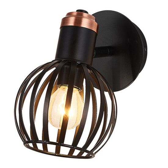 Fantasia RAGA wall light with 1 E14 light point, black/bronze, 110 x 165 mm, IP20, built-in switch