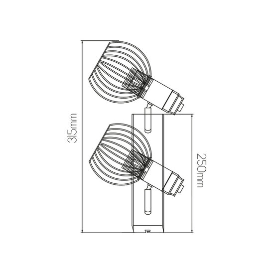 Fantasia Fantasia Janeiro wall light with 2 light points, E14 fitting, black with bronze, steel, dimmable