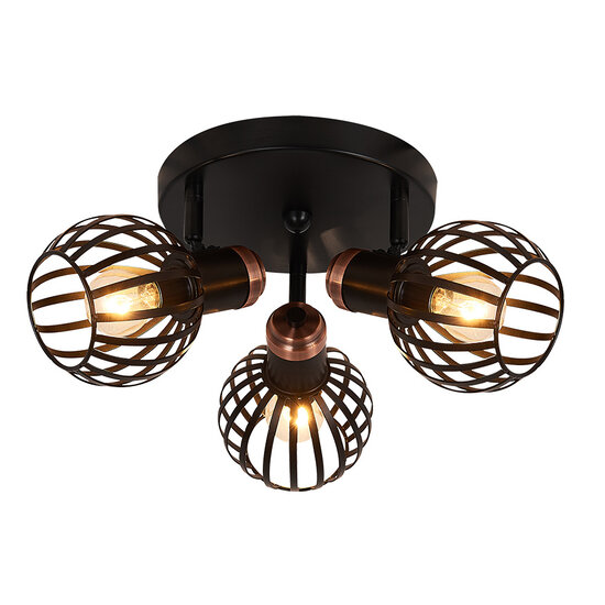 Fantasia Fantasia Janeiro Deckenleuchte mit 3 Lichtpunkten, Fassung E14, schwarz mit bronze, Stahl, 390 mm Durchmesser