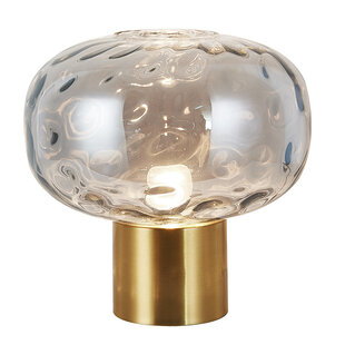 Astrid tafellamp E27 Goud + as grijs glas Ø300mm
