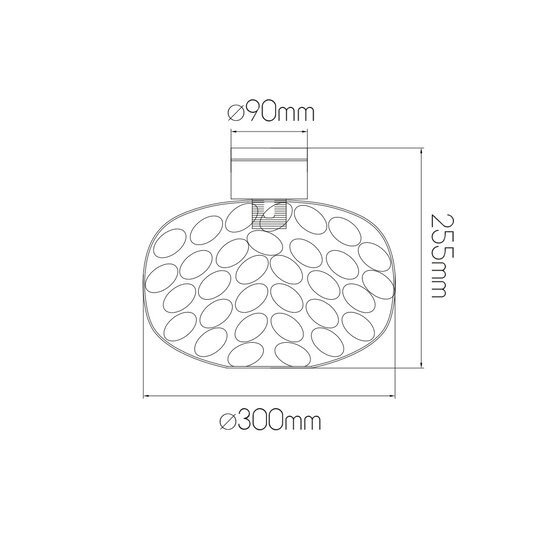 Astrid plafondlamp E27 Goud + as grijs glas Ø300mm