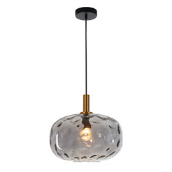 Lampara colgante Fantasia Astrid maxi E27 oro, cristal gris