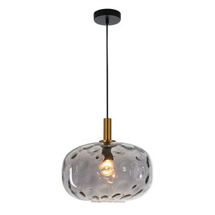 Lampara colgante Fantasia Astrid maxi E27 oro, cristal gris
