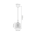 Astrid kleine pendellamp E27 Zwart + as grijs glas Ø150mm