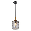 Suspension moyenne Astrid E27 Noir + verre gris cendré Ø180mm