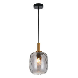 Suspension moyenne Astrid E27 Noir + verre gris cendré Ø180mm