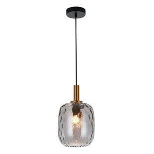 Suspension moyenne Astrid E27 Noir + verre gris cendré Ø180mm