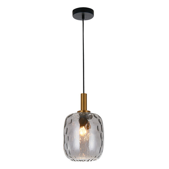 Lámpara colgante mediana Astrid E27 negro + cristal gris ceniza Ø180mm