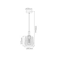 Astrid medium pendellamp E27 Zwart + as grijs glas Ø180mm