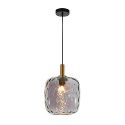 Fantasia Astrid hanglamp medium E27 zwart, asgrijs glas