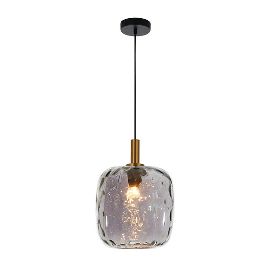 Belle suspension Astrid E27 Noir + verre gris cendré Ø250mm