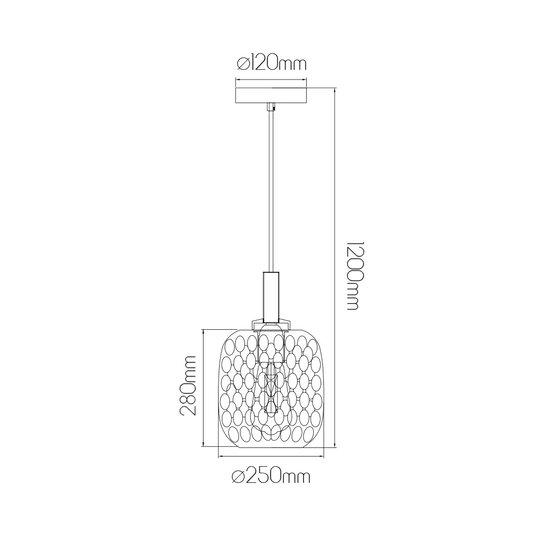 Fantasia Suspension Fantasia Astrid medium avec culot E27, metal noir et verre gris cendre, diametre 250 mm, dimmable