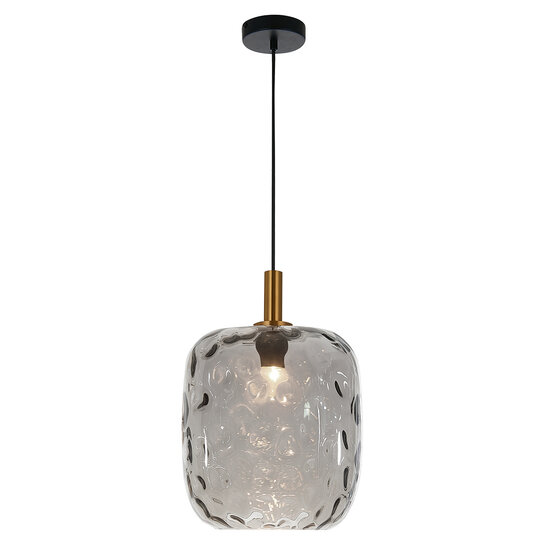 Fantasia Fantasia Astrid hanglamp large met E27-fitting, zwart metaal met asgrijs glas, diameter 275 mm, dimbaar