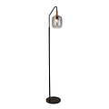 Astrid vloerlamp E27 Zwart + as grijs glas Ø180mm