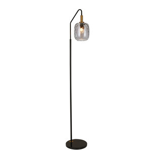 Lampadaire Astrid E27 Noir + verre gris cendré Ø180mm