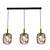 Suspension Astrid Beam 3xE27 Noir + 3x verre gris cendré Ø180mm