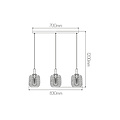 Astrid pendellamp Balk 3xE27 Zwart + 3x as grijs glas Ø180mm