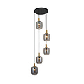 Fantasia Fantasia OKIRU pendellamp 5xE27 zwart met 5x as grijs glas Ø180mm, diameter armatuur 400mm, IP20