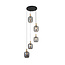 Suspension Astrid 5xE27 Noir + 5x verre gris cendré Ø180mm