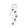 Fantasia OKIRU pendellamp 5xE27 zwart, 5x glazen kap as grijs Ø180mm, armatuur Ø400mm, dimbaar, IP20