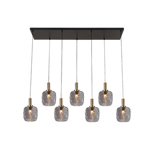 Suspension Astrid Beam 7xE27 Noir + 7x verre gris cendré Ø150mm
