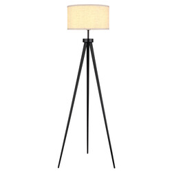 Lampadaire Maxima noir, 1xE27 exclu, avec abat-jour beige