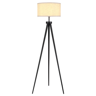 Lampadaire Maxima noir, 1xE27 exclu, avec abat-jour beige