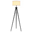 Lampadaire Maxima noir, 1xE27 exclu, avec abat-jour beige