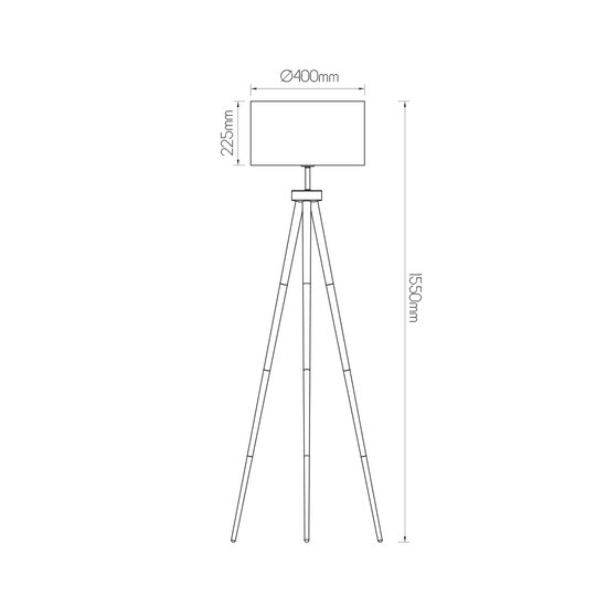 Lampadaire Maxima noir, 1xE27 exclu, avec abat-jour beige