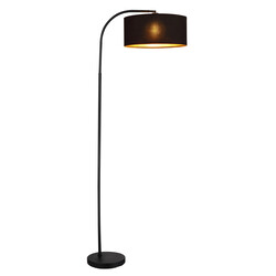 Lampe sur pied Noah noir, 1xE27 exclu, avec abat-jour noir + or