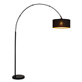 Maria floor lamp black, 1xE27 excl, incl shade black + gold