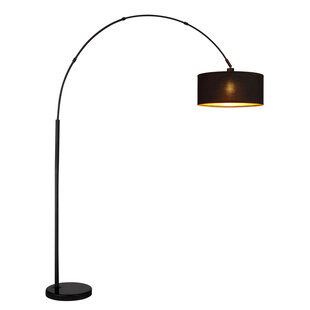 Maria floor lamp black, 1xE27 excl, incl shade black + gold