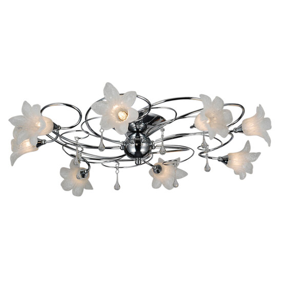 Fantasia Tabor chrome ceiling lamp, 8x G9 LED 2.5W incl., 776 mm diameter, 270 mm height, 2700K warm white