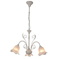 Fantasia Surya chandelier with 3x E14 sockets, antique white steel frame with glass, max. 40W per lamp, IP20, 587 x 401 mm