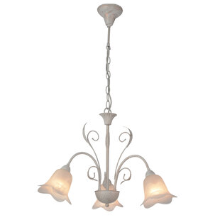 Fantasia Surya chandelier 3x E14, steel and glass, antique white