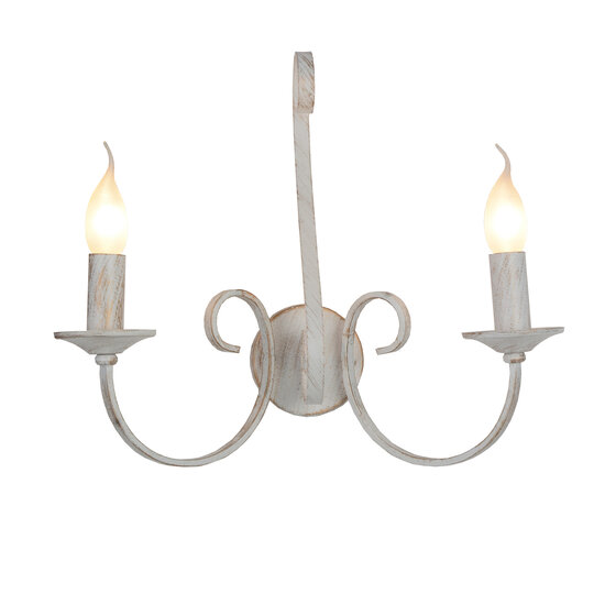 Mark 2x E14 wandlicht antiek wit