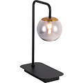 Fantasia Hasselt lampe de table avec G9 LED (incluse), noir mat et bronze avec abat-jour en verre gris cendré