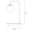 Fantasia Hasselt lampe de table avec G9 LED (incluse), noir mat et bronze avec abat-jour en verre gris cendré