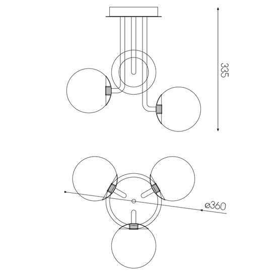 Lámpara de techo Hasselt negra y bronce 3x G9 LED incl.