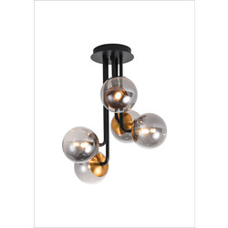 Plafonnier Hasselt 5x G9 LED avec noir mat/bronze