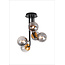 Fantasia Hasselt plafonnier avec 5x G9 LED (incluses), noir mat et bronze avec verre gris cendré